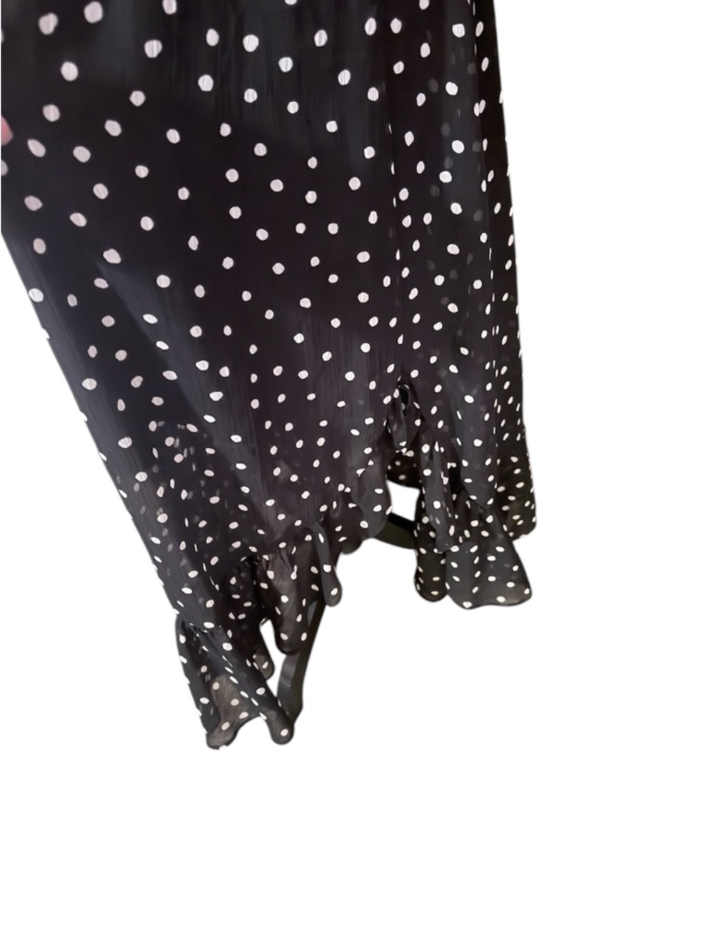 Maurices Black‎ Polka Dot Midi Dress with Ruffle Straps - Picture 3 of 8